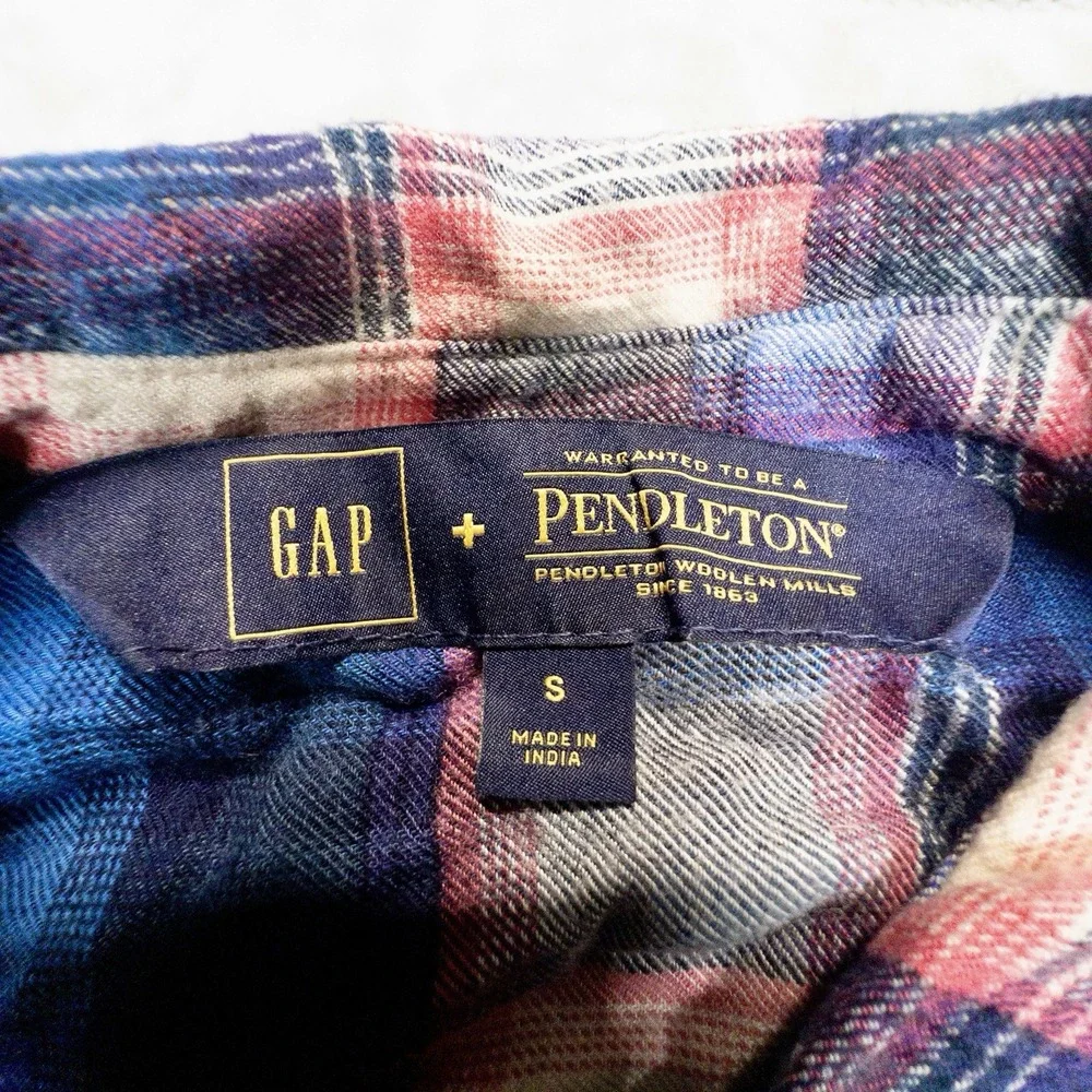 Gap + Pendleton Shirt Womens Small Blue Pink Plaid Flannel Button Up Top